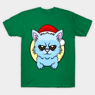 Bad Cat in a Christmas Hat T-Shirt